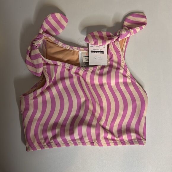 J Crew Tie Shoulder Bikini Top Girls Size‎ 4-5 Pink - Picture 2 of 6